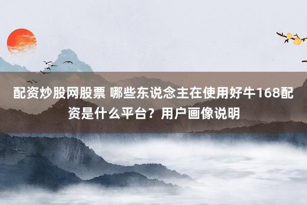 配资炒股网股票 哪些东说念主在使用好牛168配资是什么平台?用户画像说明
